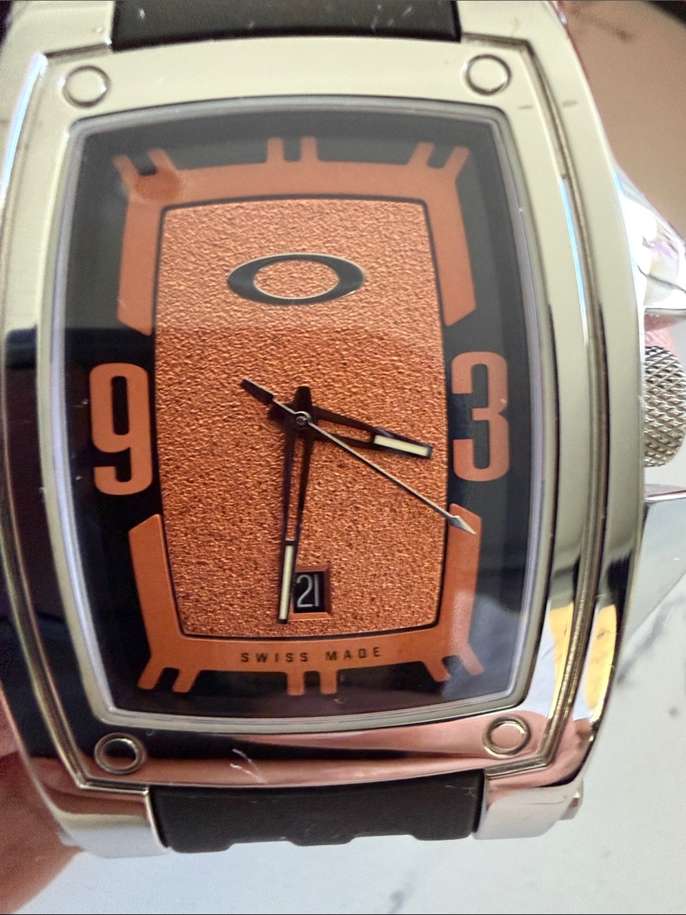OAKLEY WARRANT COPPER FACE STAINLESS STEEL MEN'S SWISS WATCH